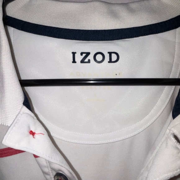 Izod White and Red Polo Shirt with Classic Collar - Picture 2 of 8